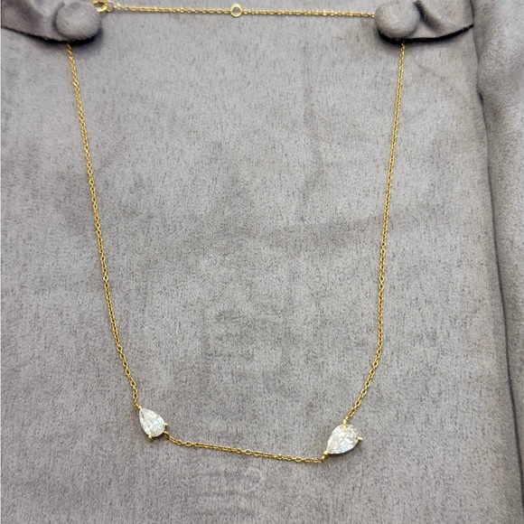 Alexa Leigh Small Double Pear Necklace — Yellow Gold - Picture 5 of 8